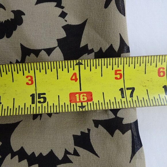 Vintage Panache Floral Black Tan Silk Wrap Top and Pocket Square Women Size 8 - Picture 10 of 13